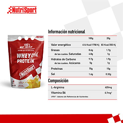 Nutrisport - Whey Gold Protein, Proteínas en Polvo para Batidos, Sabor Yogur Plátano, 2 kg