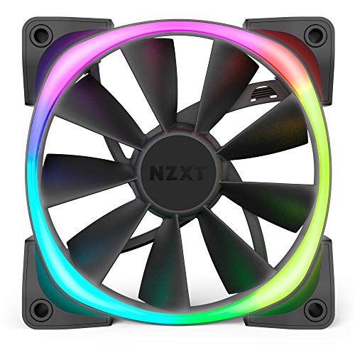 NZXT AER RGB 2 - 120 mm - Ventilador RGB LED PWM compatible con HUE 2 - Aspas en forma de aleta - Rodamientos de fluido dinámico - Único (controlador de iluminación HUE2 no incluido)