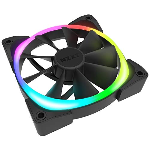 NZXT AER RGB 2 - 120 mm - Ventilador RGB LED PWM compatible con HUE 2 - Aspas en forma de aleta - Rodamientos de fluido dinámico - Único (controlador de iluminación HUE2 no incluido)