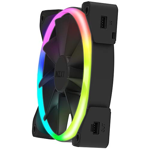 NZXT AER RGB 2 - 120 mm - Ventilador RGB LED PWM compatible con HUE 2 - Aspas en forma de aleta - Rodamientos de fluido dinámico - Único (controlador de iluminación HUE2 no incluido)