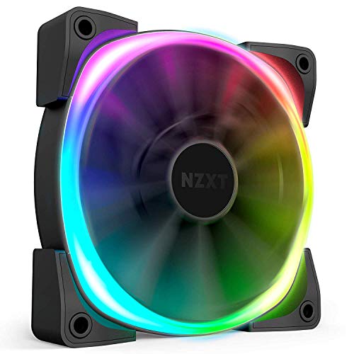 NZXT AER RGB 2 - 120 mm - Ventilador RGB LED PWM compatible con HUE 2 - Aspas en forma de aleta - Rodamientos de fluido dinámico - Único (controlador de iluminación HUE2 no incluido)