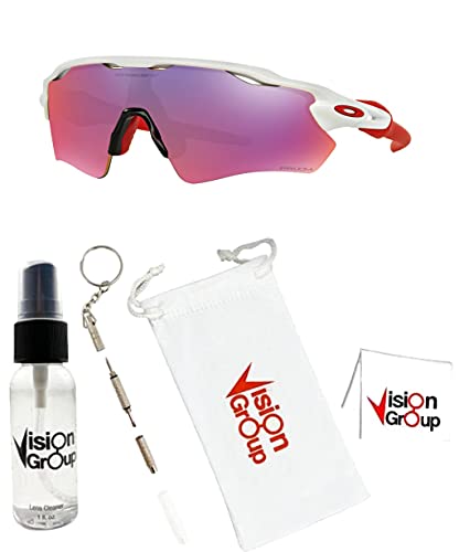 Oakley OO9208 Radar Ev Path Sunglasses+Vision Group Accesorios Bundle, Blanco pulido/Prizm Road (920805),