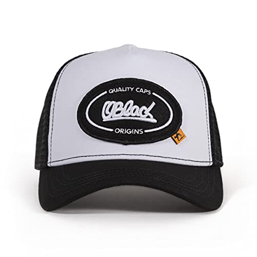 Oblack Gorras de Hombre Origins Black & White Gorras Mujer Blanco Negro Beisbol Ajustable con Visera y Rejilla - Gorra Trucker