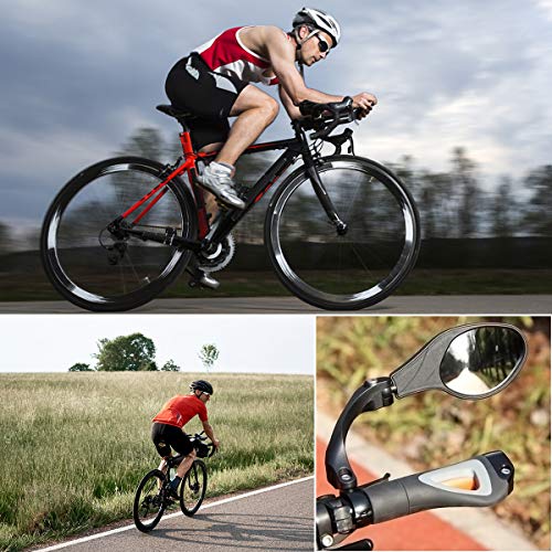 OhhGo Espejo de Bicicleta Acero Inoxidable 360 rotación Manillar Espejo retrovisor Seguro para Bicicleta Ciclismo Mountain Road Bikes Negro 8.3 * 6cm