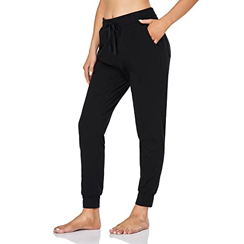 Ollrynns Pantalones Chándal Mujer Algodón Largos Jogging Pantalón Deportivos con Bolsillos para Yoga Fitness Jogger Correr Casual N061,Negro,XXL