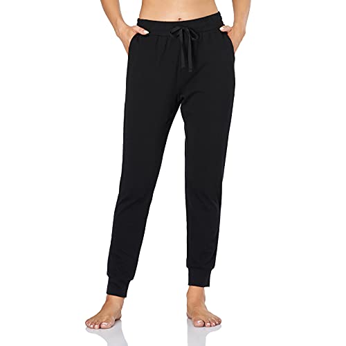 Ollrynns Pantalones Chándal Mujer Algodón Largos Jogging Pantalón Deportivos con Bolsillos para Yoga Fitness Jogger Correr Casual N061,Negro,XXL