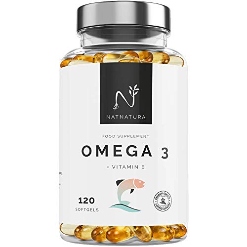Omega 3 máxima concentración EPA – DHA. Ácidos grasos Omega 3 (2000 mg) + Vitamina E a base de aceite de pescado salvaje. 120 perlas blandas