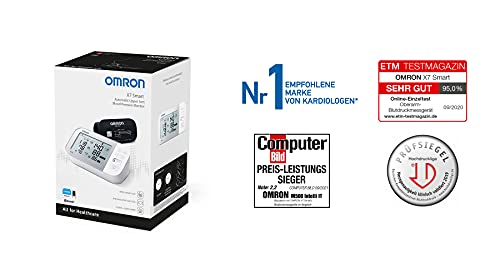 Omron Tensiómetro X7 Smart, monitor para la presión arterial con detector de AFib y Bluetooth, para el hogar y, compatible con dispositivos iOS y Android