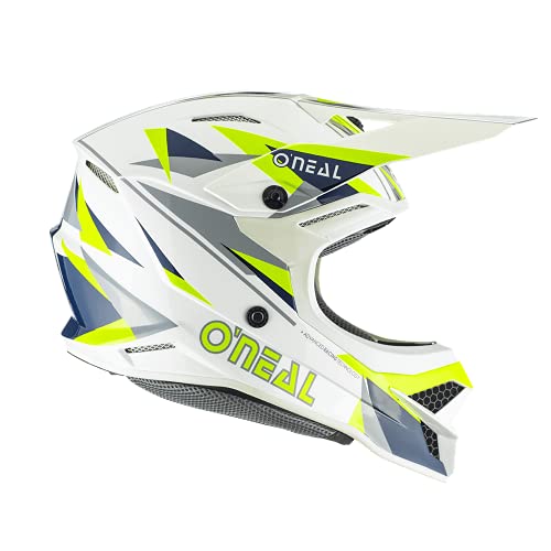 O'NEAL | Casco de Motocross | Motocicleta MX Enduro | Carcasa ABS, Cumple con la Norma de Seguridad ECE 22.05, Compatible con Airflaps™ | Casco 3SRS Triz | Adulto | Amarillo Neón Azul | Talla XXL