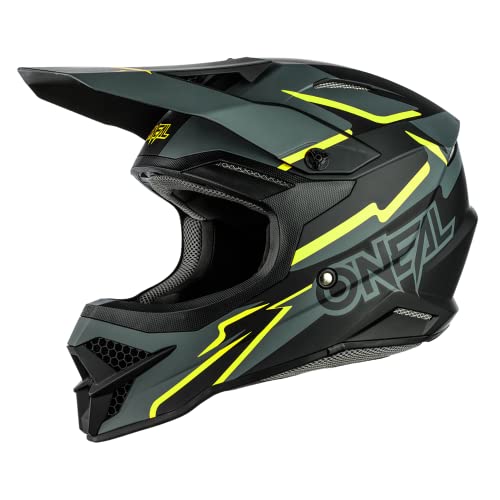 O'Neal | Casco de Motocross | MX Enduro | ABS Shell, Estándar de Seguridad ECE 2205, Óptima ventilación y refrigeración | Voltaje del casco 3SRS | Adultos | Negro Amarillo Neón | Talla L