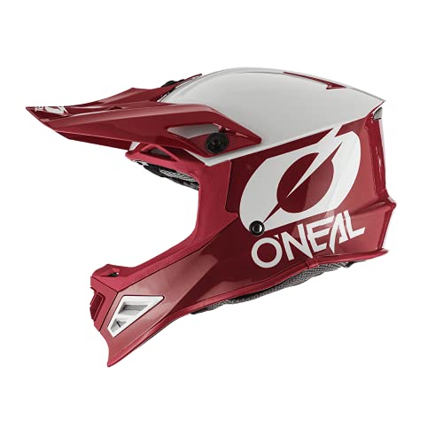 O'NEAL | Casco de Motocross | MX Enduro Motocicleta | Airflaps™ Compatible, Forro Acolchado Coolmax, Cierre de Seguridad Doble-D | Casco 8SRS 2T | Adultos | Rojo | Talla S