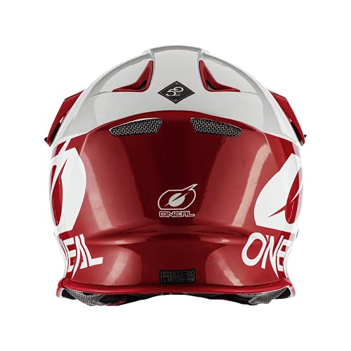 O'NEAL | Casco de Motocross | MX Enduro Motocicleta | Airflaps™ Compatible, Forro Acolchado Coolmax, Cierre de Seguridad Doble-D | Casco 8SRS 2T | Adultos | Rojo | Talla S