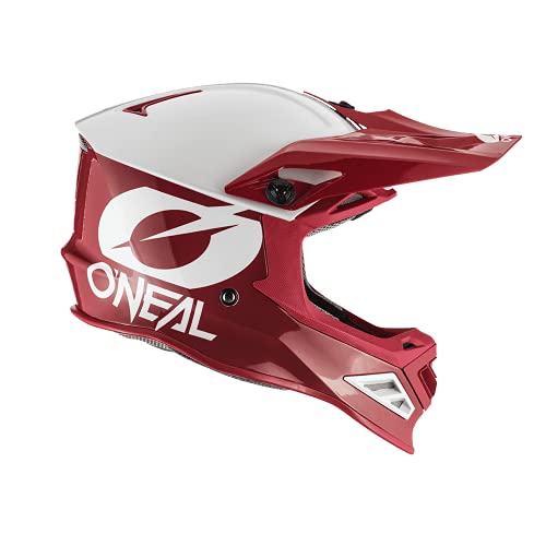 O'NEAL | Casco de Motocross | MX Enduro Motocicleta | Airflaps™ Compatible, Forro Acolchado Coolmax, Cierre de Seguridad Doble-D | Casco 8SRS 2T | Adultos | Rojo | Talla S