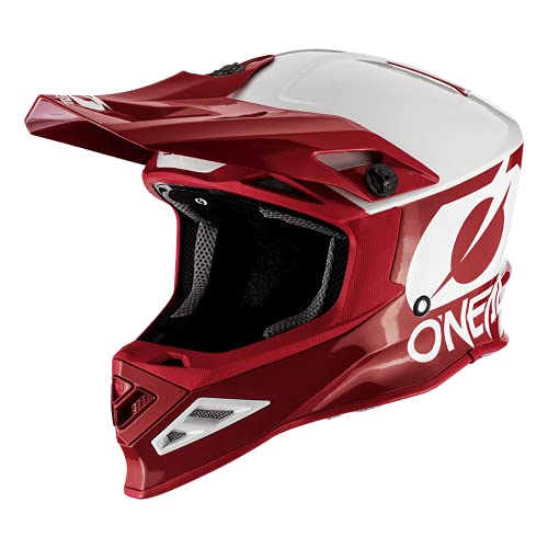 O'NEAL | Casco de Motocross | MX Enduro Motocicleta | Airflaps™ Compatible, Forro Acolchado Coolmax, Cierre de Seguridad Doble-D | Casco 8SRS 2T | Adultos | Rojo | Talla S