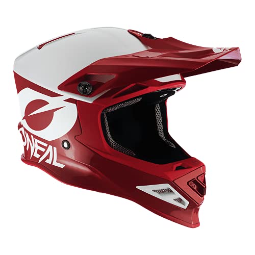 O'NEAL | Casco de Motocross | MX Enduro Motocicleta | Airflaps™ Compatible, Forro Acolchado Coolmax, Cierre de Seguridad Doble-D | Casco 8SRS 2T | Adultos | Rojo | Talla S