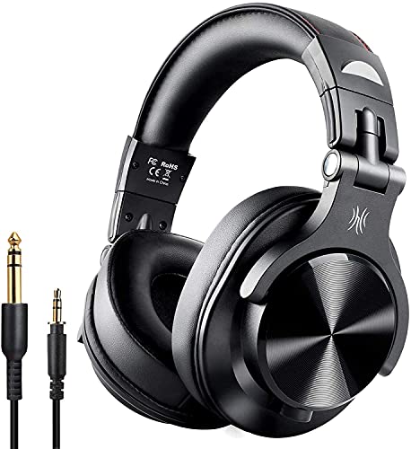 OneOdio A70 Auricurales Bluetooth Inalambricos 72H, Auriculares Cable de 3.5mm, Auriculares Diadema Cerrados 90° Ajustable con Puerto Compartido, para DJ Piano Guitarra Grabación y Monitorización AMP