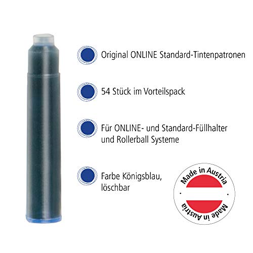 Online 17029 - Recambios de tinta para pluma (9 unidades, tinta azul)