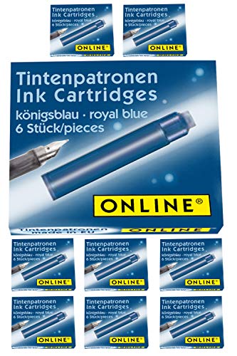 Online 17029 - Recambios de tinta para pluma (9 unidades, tinta azul)
