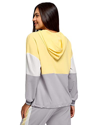 oodji Ultra Mujer Sudadera Oversize con Capucha, Gris, 40