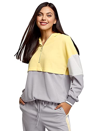 oodji Ultra Mujer Sudadera Oversize con Capucha, Gris, 40