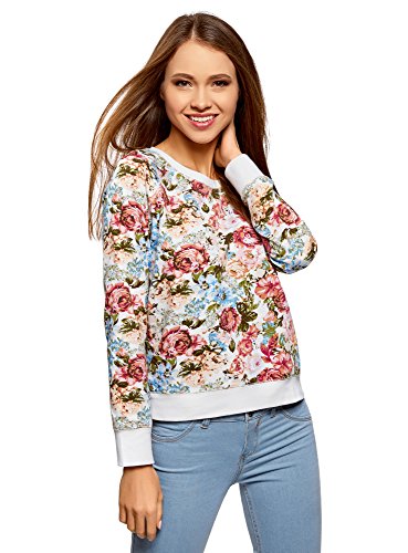 oodji Ultra Mujer Suéter Básico Estampado, Multicolor, ES 34 / XXS