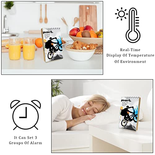 OPLgK Reloj Despertador Inteligente Ciclista Aplicar para Niños Adolescentes Pantalla Led Reloj De Control De Voz 3 Configuraciones De Despertador 15.8x9.7x2.3 cm