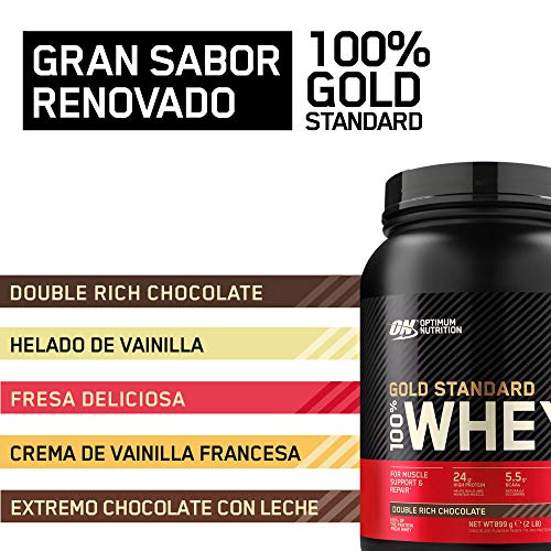 Optimum Nutrition Gold Standard 100% Whey Proteína en Polvo, Glutamina y Aminoácidos Naturales, BCAA, Double Rich Chocolate, 29 Porciones, 899 g, Embalaje Puede Variar