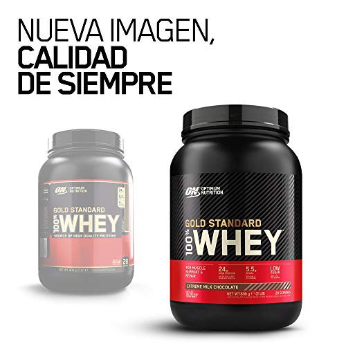 Optimum Nutrition Gold Standard 100% Whey Proteína en Polvo, Glutamina y Aminoácidos Naturales, BCAA, Extremo Chocolate, Leche, 28 Porciones, 896 g, Embalaje Puede Variar