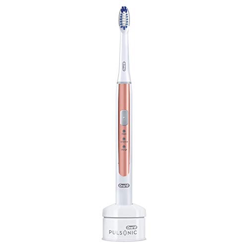 Oral-B Pulsonic Slim 1100 - Cepillo de dientes eléctrico sónico, con temporizador y cabezal insertable, color oro rosa