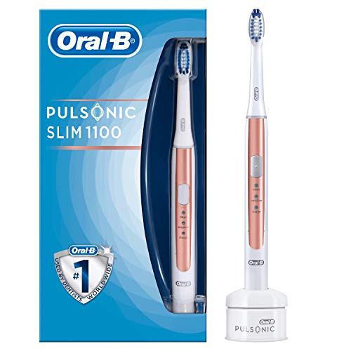 Oral-B Pulsonic Slim 1100 - Cepillo de dientes eléctrico sónico, con temporizador y cabezal insertable, color oro rosa