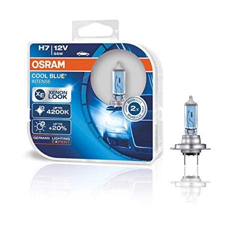 Osram H7 Cool Blue Intense - Lámpara para Faros Halógena, Automóvil de 12 V, Estuche Doble (2 unidades)