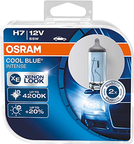Osram H7 Cool Blue Intense - Lámpara para Faros Halógena, Automóvil de 12 V, Estuche Doble (2 unidades)