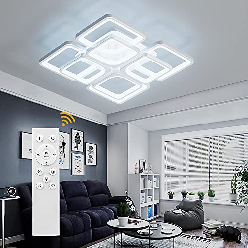 OTREN Lámpara de Techo Moderna, 90W Regulable Plafon Led Techo con Mando a Distáncia, Cuadrado Luz Led para Salón Comedor Dormitorio, 3000K-6000K