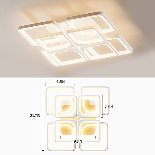 OTREN Lámpara de Techo Moderna, 90W Regulable Plafon Led Techo con Mando a Distáncia, Cuadrado Luz Led para Salón Comedor Dormitorio, 3000K-6000K