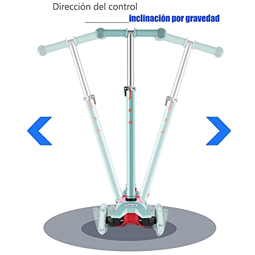 OUTCAMER Patinete Niño 3 a 12 Años Patinete 3 Ruedas con Led Luces Manillar Altura Ajustable 68-86cm para Niños y Niña Juegos Deportivos Scooter con Freno Posterior Monopatin Tres Ruedas Máxima 50 KG