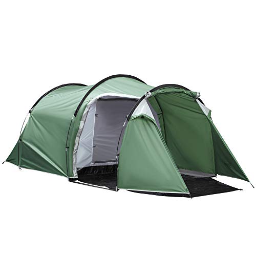 Outsunny Tienda de Campaña Familiar 3-4 Personas Plegable Impermeable 2000+ mm a Prueba de UV 20+ con Vestíbulo para Camping Senderismo Festivales 426x206x154 cm Verde