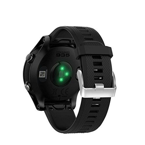 OverDose Correa de Reloj Correa de Banda Suave de instalación rápida para Garmin Forerunner 935 GPS Watch (Negro)