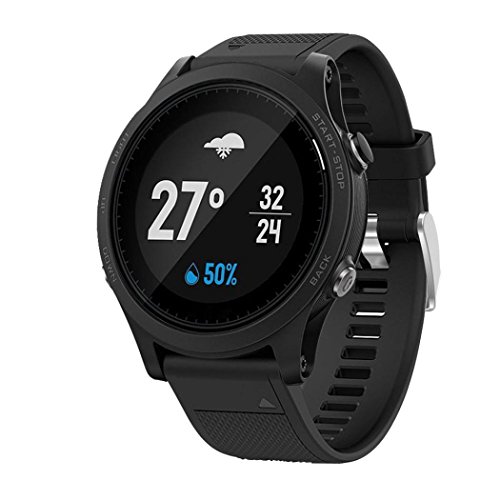 OverDose Correa de Reloj Correa de Banda Suave de instalación rápida para Garmin Forerunner 935 GPS Watch (Negro)