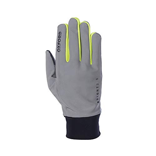 Oxford Guantes de Ciclismo Brillantes 2.0 - Guantes de Bicicleta Reflectantes y de Alta visión. GB02BS