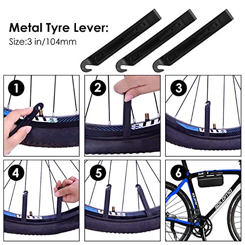 Oziral Kit de Reparación de Bicicletas 120 PSI Mini Bomba,16 in 1 Kit de Herramientas Multifunción para Camping al Aire Libre