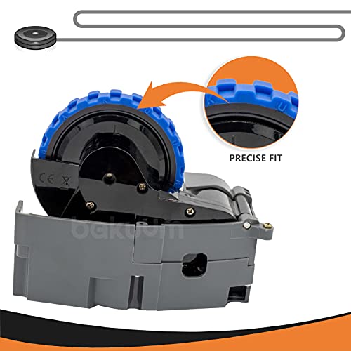 Pack 2 neumáticos + Rueda Delantera Color Azul para iRobot Roomba Series 500 600 700 800 900 i7 e5. Gran adherencia, antideslizante