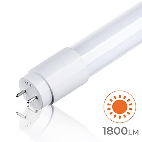 Pack 2x Tubo LED 120cm 18w. Color Blanco Cálido (3000K). 1800 lumenes. Cebador Led incluido.