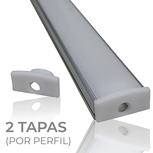 Pack 5x Perfil de Aluminio 1m para Tira de LED con Cubierta Blanca Lechosa. Los tapones de los extremos y clips de montaje incluidos en el Pack.