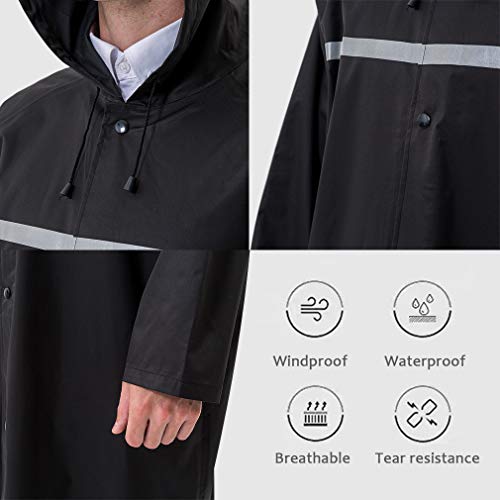 Pahajim Largo Impermeable Reutilizable Chubasquero,para La Lluvia Portátil para Adultos Adolescentes Sobretodo,con Reflectantes Tiras,Transpirable,para Exterior,Senderismo (XXL, amarillo)