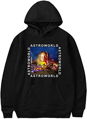PANOZON Sudadera Hombre Impresión de Travis Scott Astroworld Pull-Over Chaqueta con Capucha Casual Street (XL, A-Negro 91)