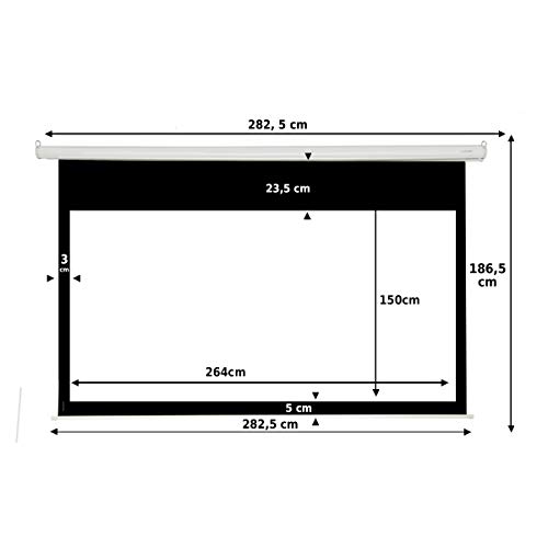 Pantalla de proyeccion Manual Luxscreen 120" Pulgadas Formato 16:9 , área Visible Blanca 264 x 150cm , cajetin de 2,83 Metros