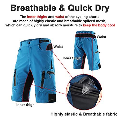 Pantalon Enduro MTB Holgado Transpirable Pantalon Cortos MTB Hombre Impermeable Pantalon Mountain Bike Cintura Ajustable con 7 Bolsillos Ropa de Ciclismo MTB,Army Green,L
