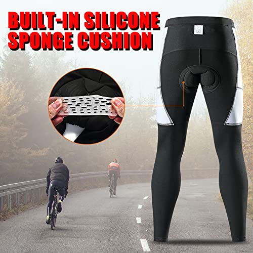 Pantalones De Ciclismo para Hombre con Relleno 3D para Bicicleta De Carretera, Mallas Largas con Bolsillos para Montar En Bicicleta Al Aire Libre,Azul,XXL