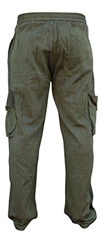 Pantalones jipis de Shopoholic Fashion, bohemios, de algodón fino, con bolsillos laterales Verde verde L