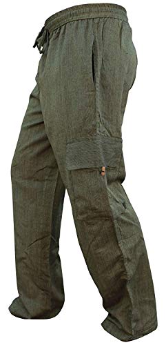 Pantalones jipis de Shopoholic Fashion, bohemios, de algodón fino, con bolsillos laterales Verde verde L